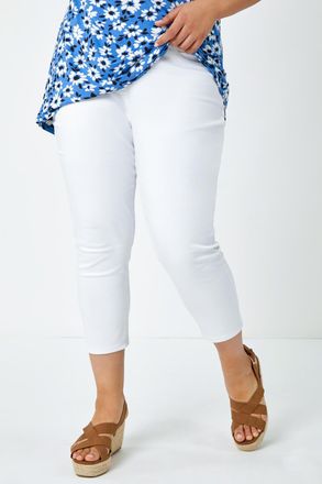 Roman Elastic Waist Cropped Denim Jeggings