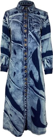 Proenza Schouler Bleached Midi Buttoned Shirt Dress in Blue Cotton Denim