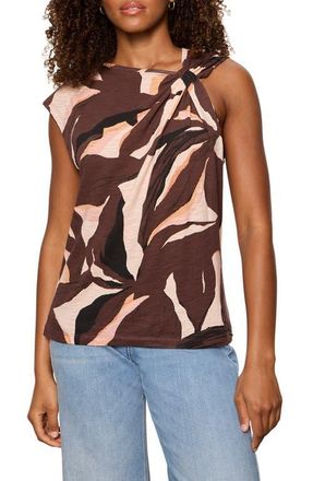 Sanctuary So Twisted Print Asymmetric Neck Muscle T-Shirt in Desertscape Coral at Nordstrom, Size X-Small
