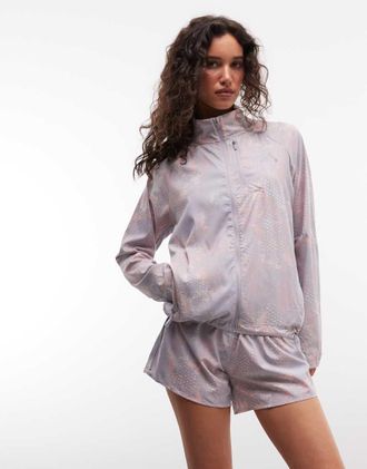 adidas adidas giacca leggera da corsa con stampa serpente grigia-Grigio