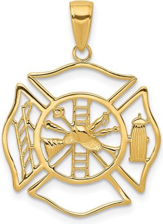 Diamond2Deal 10k Yellow Gold Fireman Shield Pendant