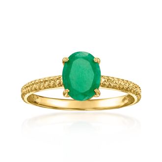 Ross-Simons Emerald Twisted Ring in 10kt Yellow Gold