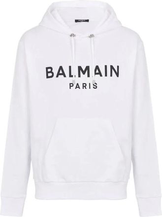 Balmain Printed Paris Hoodie - Dames - Hoodies - Wit - XS - Katoen - Hoodies & sweatvesten