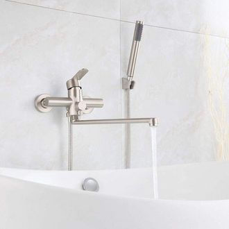 OEM Grifo De Ba&ntilde;era Con Ducha De Mano, Mezclador De Ducha Mural Monomando Redondo De Acero Inoxidable Cepillado, Grifo De Ducha Para Ba&ntilde;o (longitud De La 