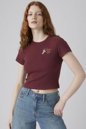 Levi's Camiseta Graphic Essential Sporty - Mujer - XS - Rojo / Western Archival Rodeo Shirt N Chocolate Truffle