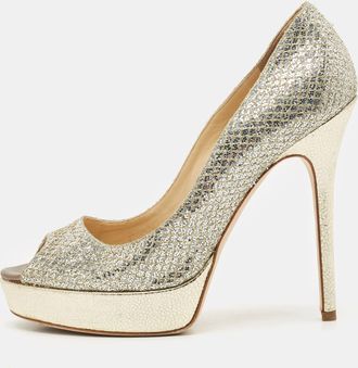 Jimmy Choo London Gold/silver Coarse Glitter Luna Pumps