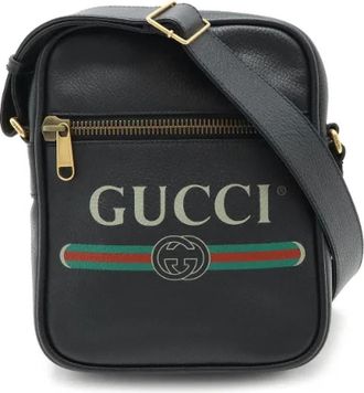 Gucci Pre-owned Vintage Crossbody Tas - Dames - Vintage Schoudertas - Zwart - ONE Size - Leer - Vintage
