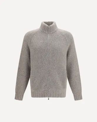 Brunello Cucinelli High-neck cashmere and silk Cardigan with zip Male 52