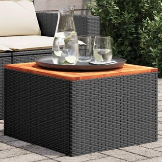 vidaXL Tavolo Da Giardino Nero 55x55x37 Cm Polyrattan E Legno Acacia - Vidaxl