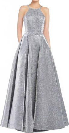Alyce Paris Metallic Halter Ball Gown In Dripping Diamond