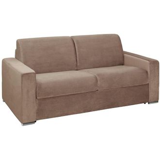 Vente-Unique Vente-unique - Divano letto 3 posti a ribalta Materasso 140 cm Spessore 22 cm Memory foam Velluto Beige - calito