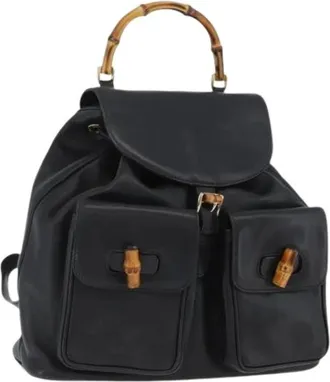 Gucci Pre-owned Backpacks, female, Black, Size: ONE SIZE Pre-owned Vintage Leather Backpack