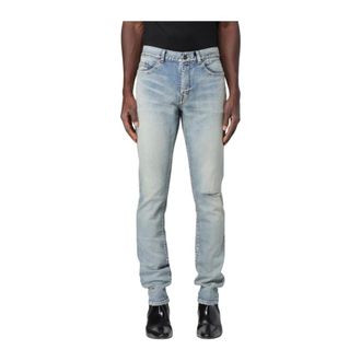 Saint Laurent Slim-fit Jeans, male, Blue, Size: W31 Distressed Slim Jeans