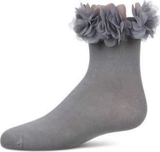 MeMoi Floral Halo Anklet Socks in Gray at Nordstrom, Size 6-12M