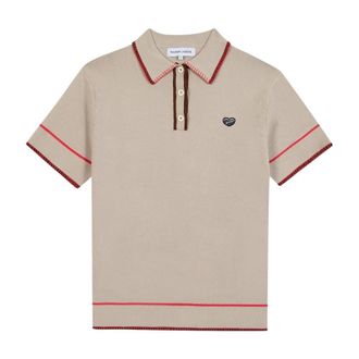 Maison Labiche Polo Shirts, female, Beige, Size: XS Knit Patch Polo