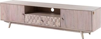 Massivmoebel24 Mobile Tv In Legno Di Acacia 188x40x48 Bianco Laccato Mosayk 205