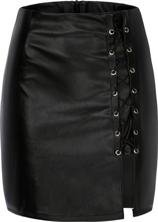 Generic Womens Leather Mini Skirts for UK Black Skirts for UK with Slit Leather Look Miniskirt Tie WrapSkirts Pencil Skirt Plus Size Ladiesskirts Size 10 Leat