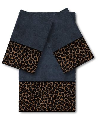 Linum Home Textiles Spots Turkish Cotton 3Pc Embellished Towel Set