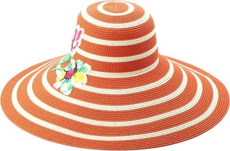 Kate Spade New York embroidered flowers straw sun hat in Cream /Multi at Nordstrom