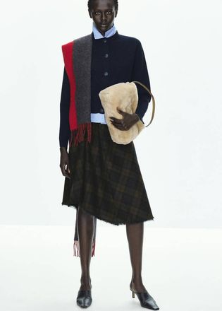 Mango Gonna lana quadri navy - Donna - 38 - MANGO