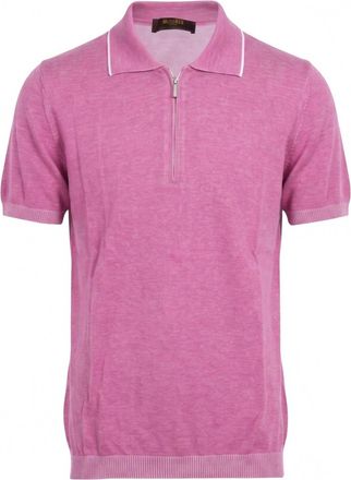 Moorer Mens Coty Half-Zip Short-Sleeve Polo In Ciclamino