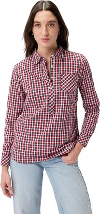 Tommy Hilfiger Womens Blouse Casual Check Roll Tab Long Sleeve Shirt, Chili Pepper Multi, S