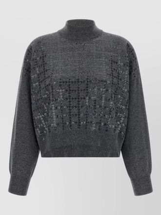 Brunello Cucinelli cashmere ribbed turtleneck sequin loose-fit sweatshirt