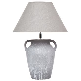 Beliani Beliani - L&aacute;mpara De Mesa Moderna Base De Cer&aacute;mica Pantalla Ajustable De Lino Gris Agefet