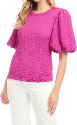 Karen Kane Puff Sleeve Textured Top - Petite In Orchid
