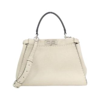 Fendi Pre-owned Selleria Peekaboo Calf Handbag - Dames - Vintage Handtas - Beige - ONE Size - Leer - Vintage