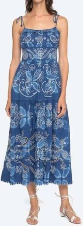 Sea New York Liat Embroidered Sleeveless Midi Dress In Blue