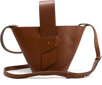 Carolina Santo Domingo Brown Leather Amphore Melone Bucket Bag