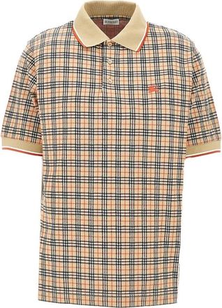 Burberry Polo in jersey a quadri - - Tops - Uomo - Beige - M