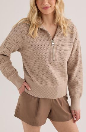 Varley Darla Half Zip Sweater in Light Taupe at Nordstrom, Size X-Large