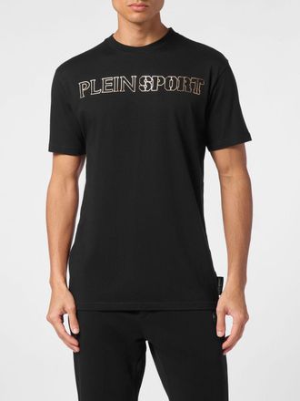 Plein Sport T-shirt in jersey di cotone con logo laminato posteriore