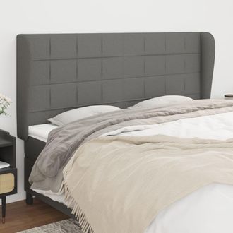 vidaXL Cabecero Con Orejas De Tela Gris Oscuro 163x23x118/128 Cm Vidaxl
