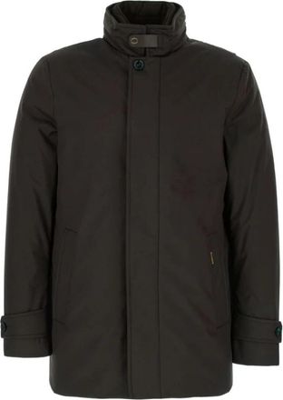 Moorer Jack met hoge kraag - Heren - Mantel - Bruin - XL - Polyester - Jassen