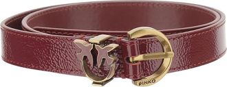 Pinko Riem met gesp en vogeldetail - Dames - Riemen - Rood - M - Leer - Accessoires