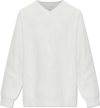 Victoria Beckham Relaxed Fit V-Neck Jumper - Dames - V-hals truien - Wit - L - Katoen - Truien & Vesten