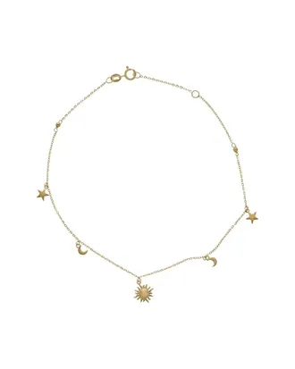 Italian Gold, Inc 10K Sun Moon Star Charms Adjustable Anklet