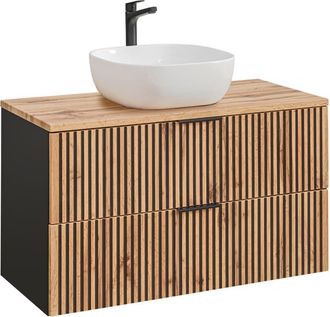 Petits Meubles Mueble lavabo estratificado marrón negro