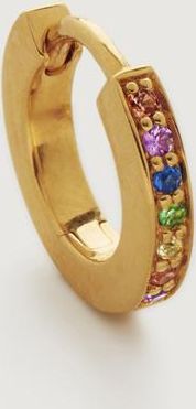 Monica Vinader Gold Skinny Sapphire Single Mini Huggie Earring Mix
