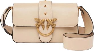 Pinko Mini Love Bag - Dames - Schoudertassen - Beige - ONE Size - Katoen - Tassen