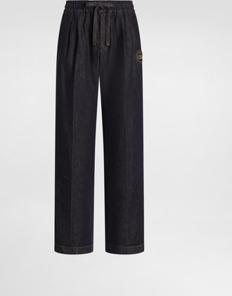 Dolce & Gabbana Denim Joggers With Patch - Man Denim Multi-colored 46