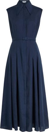 Gabriela Hearst Durand Belted Linen Shirt Dress - Navy - 40 (UK8 / S)