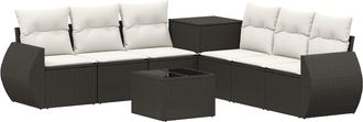 vidaXL Juego De Sof&aacute; 8 Uds. Negro Y Blanco Crema Vidaxl