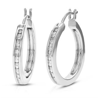 Vir Jewels 1/10 cttw Lab Grown Diamond Hoops Earrings in Sterling Silver With Notched Post For Women