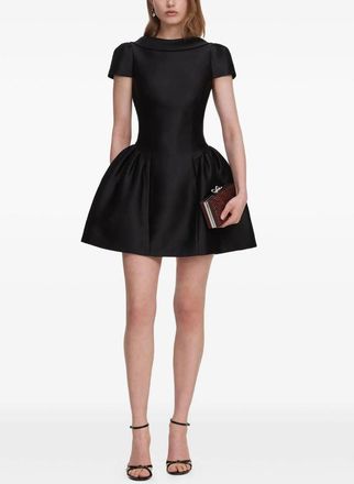 Self Portrait Black Taffeta Collared Mini Dress