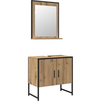 vidaXL Vidaxl Juego De Mueble De Ba&ntilde;o De 2 Piezas En Roble Artesanal De Madera Elaborada