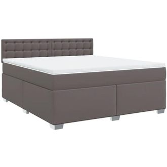 vidaXL Vidaxl - Cama Box Spring Con Colch&oacute;n Cuero Sint&eacute;tico Gris 180x200 Cm